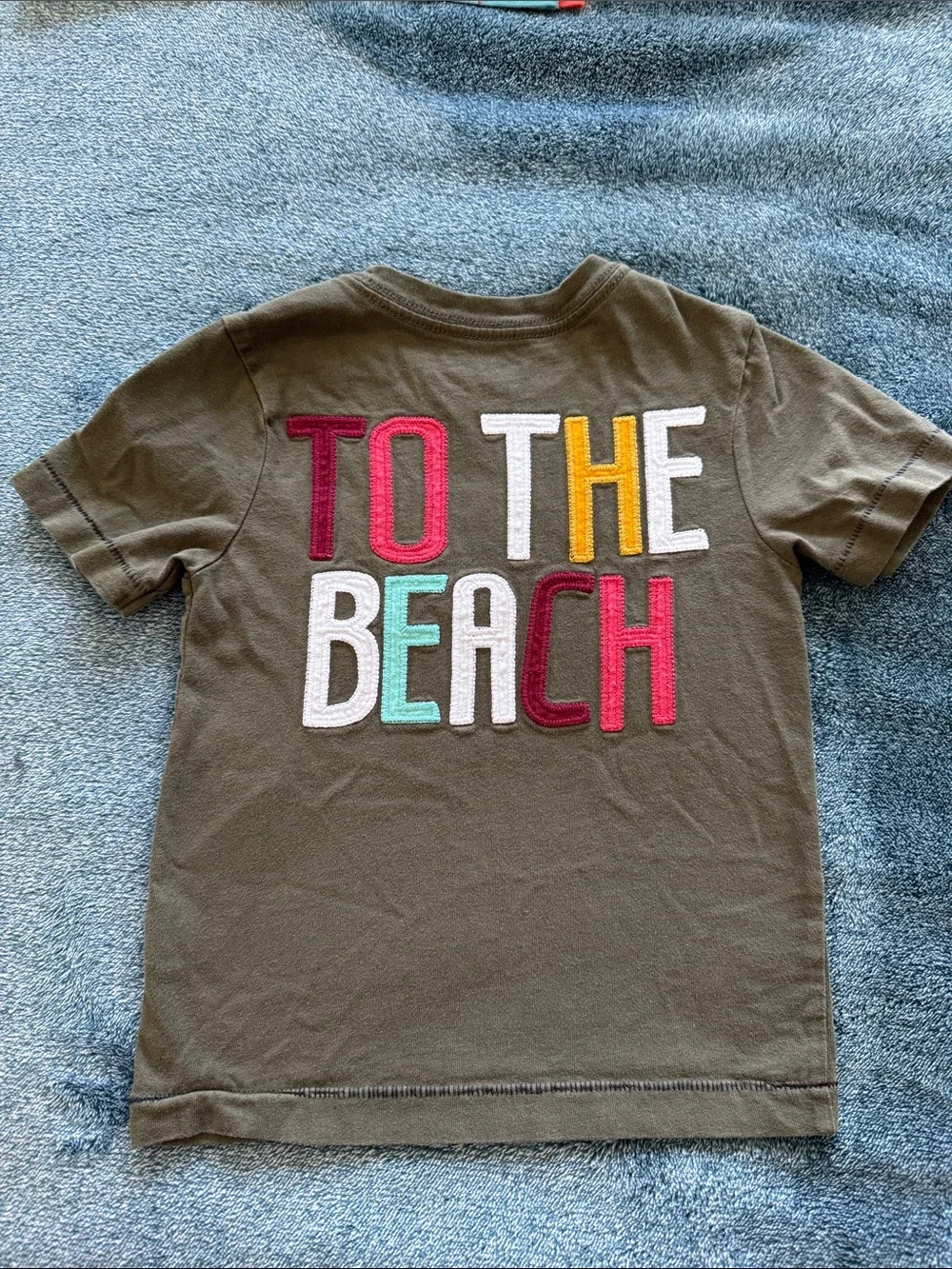 Gymboree Olive Tee with Teal Surf Van and Red-Yellow Boards
